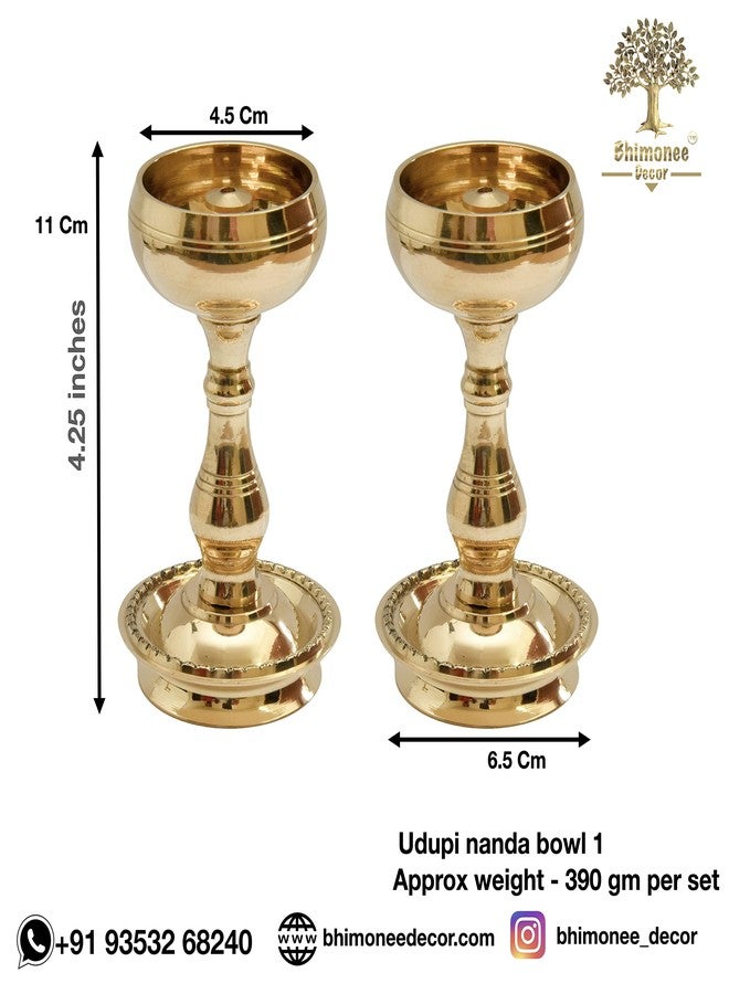Bhimonee Decor بهيموني ديكور | وعاء أودوبي ناندا نحاسي نقي، مصباح طاولة طويل | 4.25 بوصة | نحاس | عبوة من قطعتين | إضاءة تقليدية لديكور المنزل - Image 4